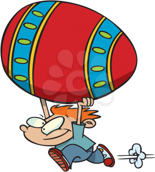 Royalty Free Clipart Image of a Child With a Big Easter Egg
