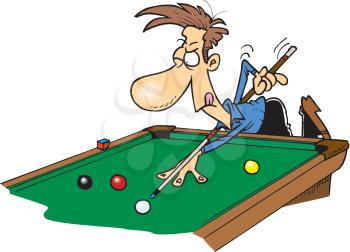 Royalty Free Clipart Image of a Man Playing Pool
