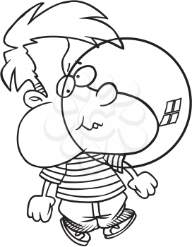 Royalty Free Clipart Image of a Little Boy Blowing Bubbles