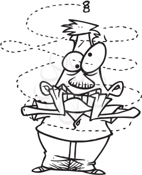 Royalty Free Clipart Image of a Man Being Bothered by a Bug