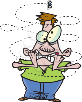 Royalty Free Clipart Image of a Man Being Bothered by a Bug