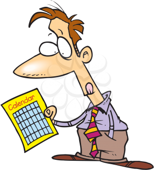 Royalty Free Clipart Image of a Man Looking at a Calendar