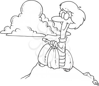Royalty Free Clipart Image of a Woman in a Scooter