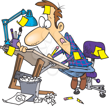 Royalty Free Clipart Image of a Man at a Drawing Table