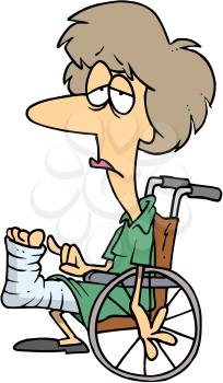 Royalty Free Clipart Image of a Women With a Broken Leg