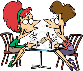 Royalty Free Clipart Image of Women Having Coffee