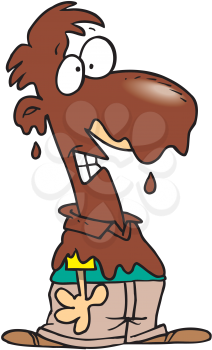 Royalty Free Clipart Image of a Man Dripping Chocolate