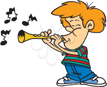 Royalty Free Clipart Image of a Boy Playing the Clarinet