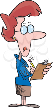 Royalty Free Clipart Image of a Woman With a Clipboard