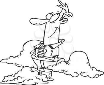 Royalty Free Clipart Image of a Man on Cloud 9