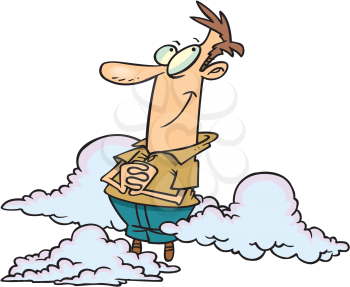 Royalty Free Clipart Image of a Man on Cloud Nine