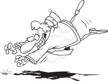 Royalty Free Clipart Image of a Woman Diving for a Coin
