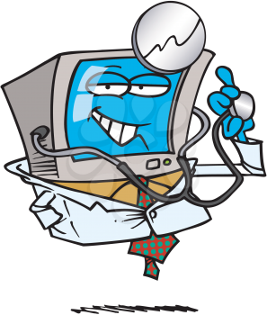 Royalty Free Clipart Image of a Computer Doctor