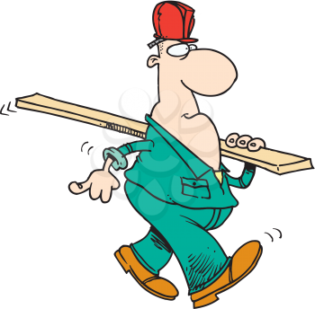Royalty Free Clipart Image of a Man Carrying a Board