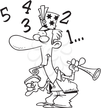 Royalty Free Clipart Image of a Man Counting Down to the New Year