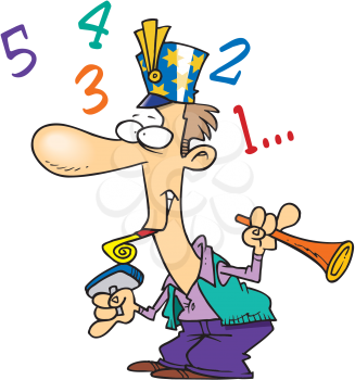 Royalty Free Clipart Image of a Man Counting Down for the New Year