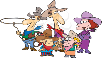 Royalty Free Clipart Image of a Western Family