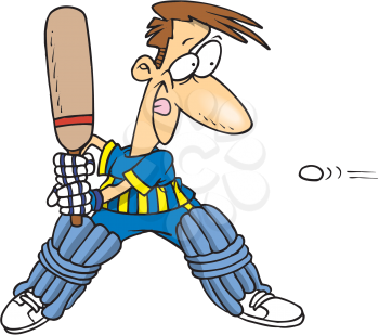 Royalty Free Clipart Image of a Man Playing Cricket