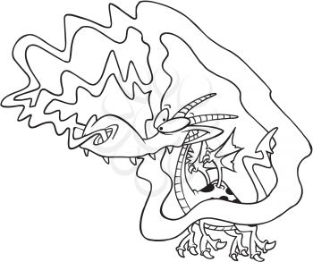Royalty Free Clipart Image of a Dragon and a Smoke D