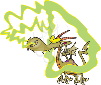 Royalty Free Clipart Image of a Dragon With a Smoke D