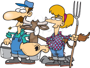 Royalty Free Clipart Image of a Farm Couple