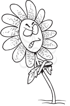 Royalty Free Clipart Image of an Angry Flower