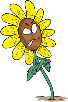 Royalty Free Clipart Image of an Unhappy Flower
