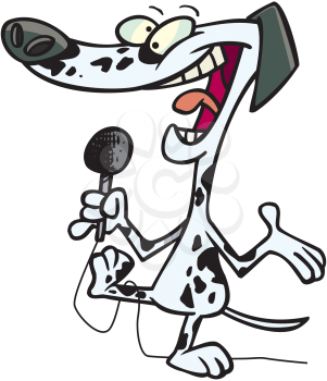 Royalty Free Clipart Image of a Dalmation With a Microphone
