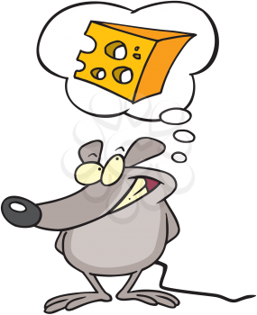 Royalty Free Clipart Image of a Mouse Thinking About Cheese