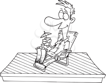 Royalty Free Clipart Image of a Man on a Deck
