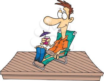Royalty Free Clipart Image of a Man on a Deck