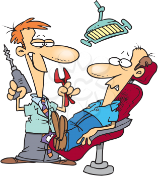 Royalty Free Clipart Image of a Man at the Dentist