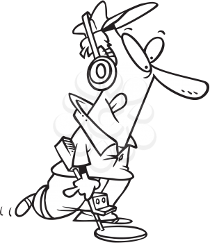 Royalty Free Clipart Image of a Man With a Metal Detector