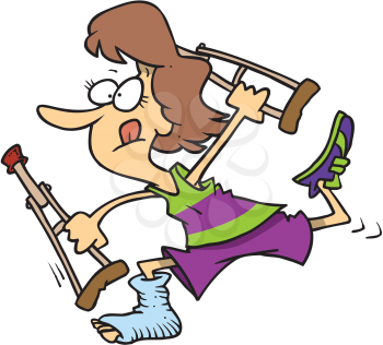 Royalty Free Clipart Image of a Track Athlete Running With a Broken Foot