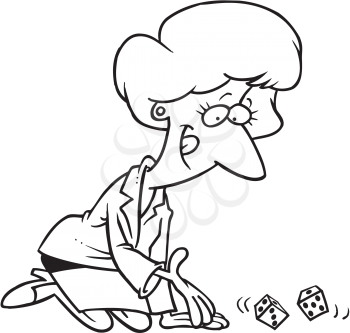 Royalty Free Clipart Image of a Woman Rolling Dice