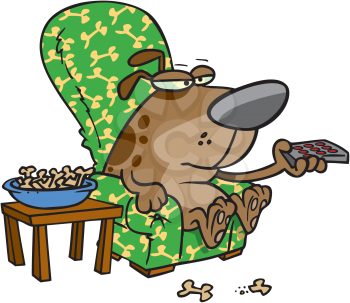 Royalty Free Clipart Image of a Dog With a Remote