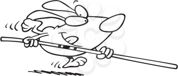 Royalty Free Clipart Image of a Dog Pole Vaulting