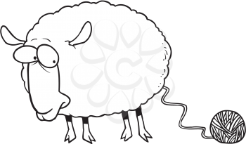 Royalty Free Clipart Image of a Sheep With Wool