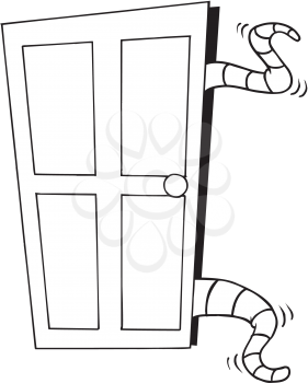 Royalty Free Clipart Image of a Door With Tentacles