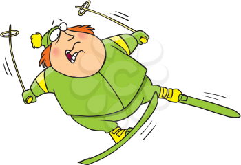 Royalty Free Clipart Image of an Overweight Person Skiing