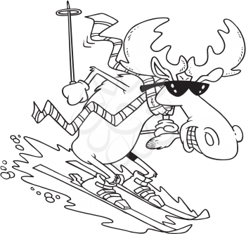 Royalty Free Clipart Image of a Skiing Moose