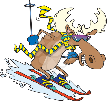 Royalty Free Clipart Image of a Skiing Moose