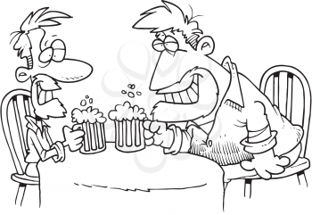 Royalty Free Clipart Image of Two Men Having a Drink