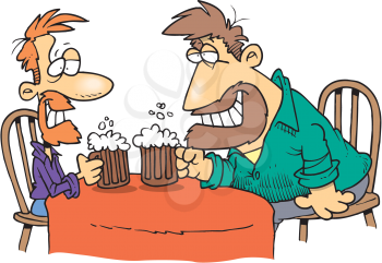 Royalty Free Clipart Image of Two Men Having a Drink