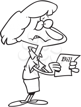 Royalty Free Clipart Image of a Man Holding a Bill