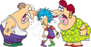 Royalty Free Clipart Image of an Arguing Family