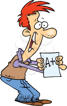 Royalty Free Clipart Image of a Man With an A Plus