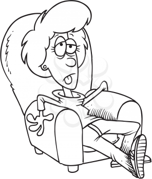 Royalty Free Clipart Image of a Tired Woman in a Chair