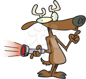 Royalty Free Clipart Image of a Reindeer With a Red Light