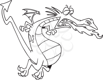 Royalty Free Clipart Image of a Fire-Breathing Dragon